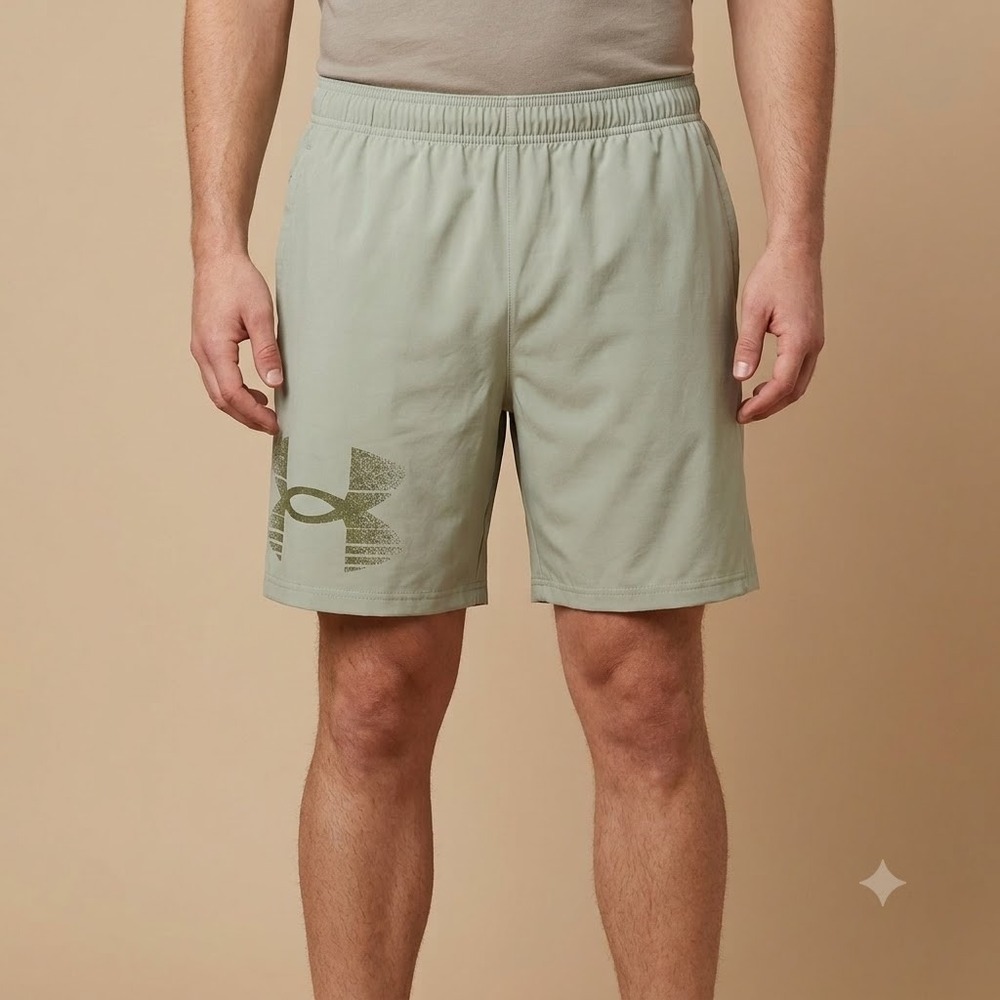 Under Armour Athletic Shorts Mens 3XL Light Green Loose Fit Drawstring